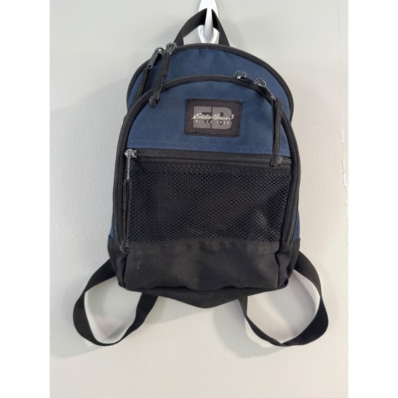 Eddie Bauer Mini Backpack Blue Black Small Travel Daypack Vintage 1999 - Picture 1 of 9